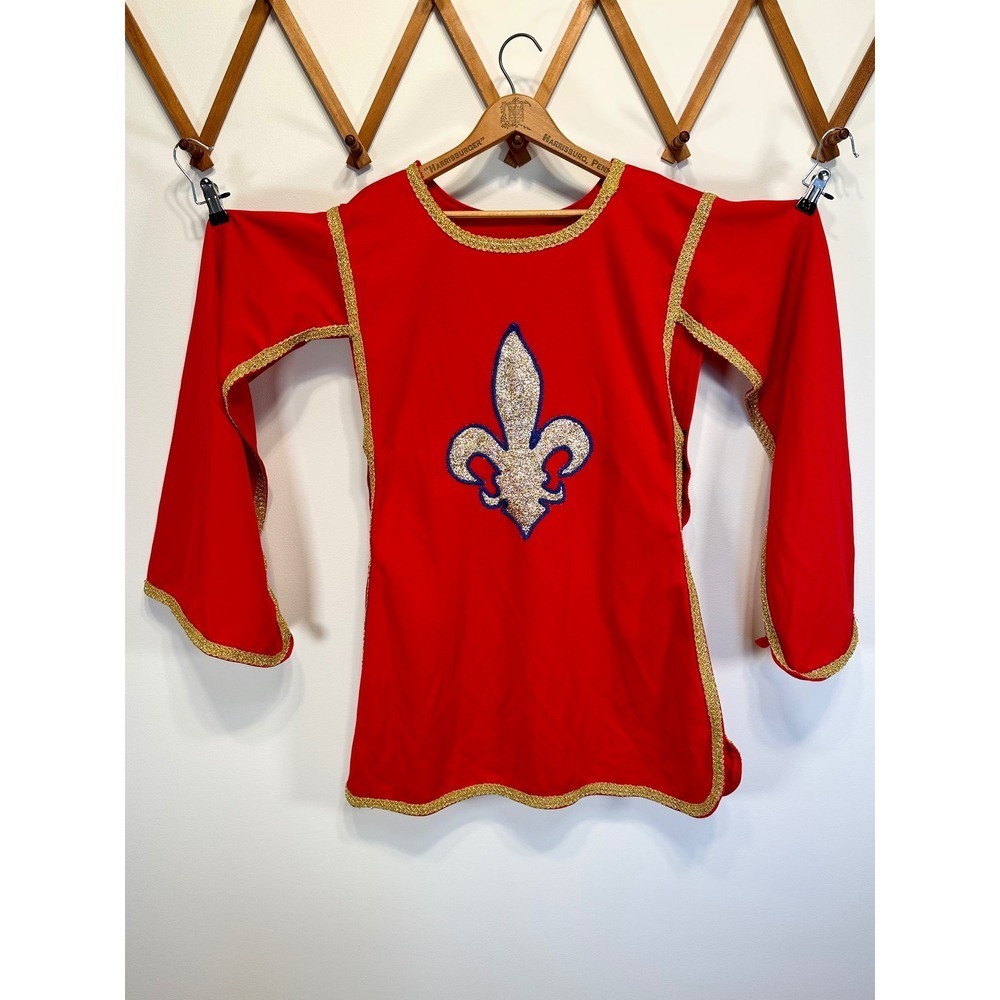 Two Vintage 80s Medieval Knight Musketeer Halloween Costumes Red Gold Tunics - Picture 4 of 13